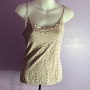 Mossimo Women's Tank Top Size Small Lavender Black Polka Dot Spaghetti Strap